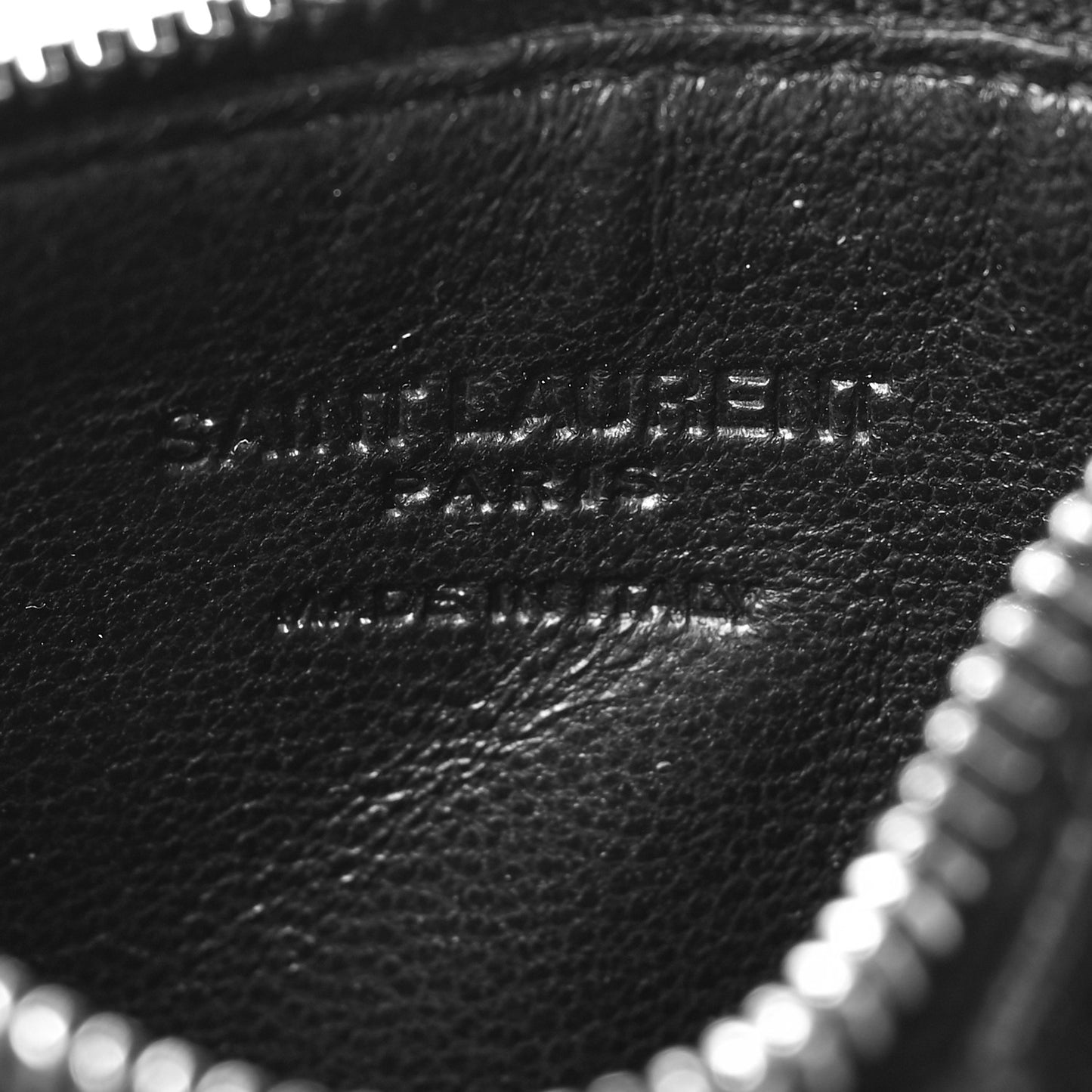 Grained Calfskin 5 Fragments Zip Pouch Card Holder Black