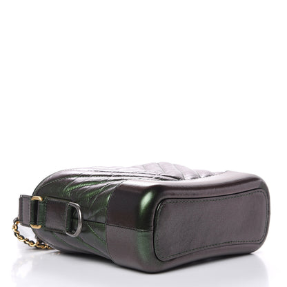 Chanel Metallic Calfskin Chevron Quilted Small Gabrielle Hobo Green 4 of 9