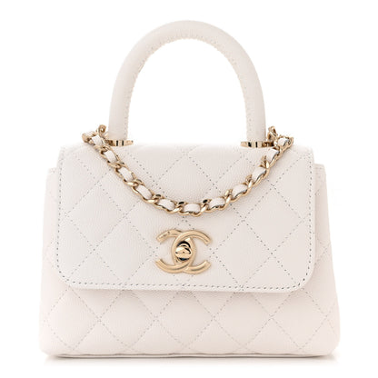 Chanel Caviar Quilted Coco Handle Clutch With Chain White 1 of 11