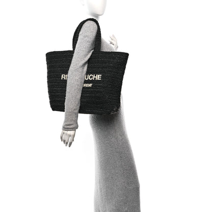 Saint Laurent Raffia Rive Gauche Tote Black 2 of 10
