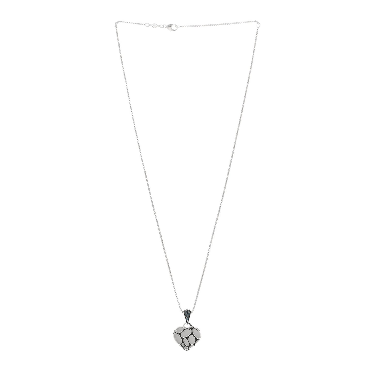 Sterling Silver Blue Topaz Kali Lava Heart Pendant Necklace