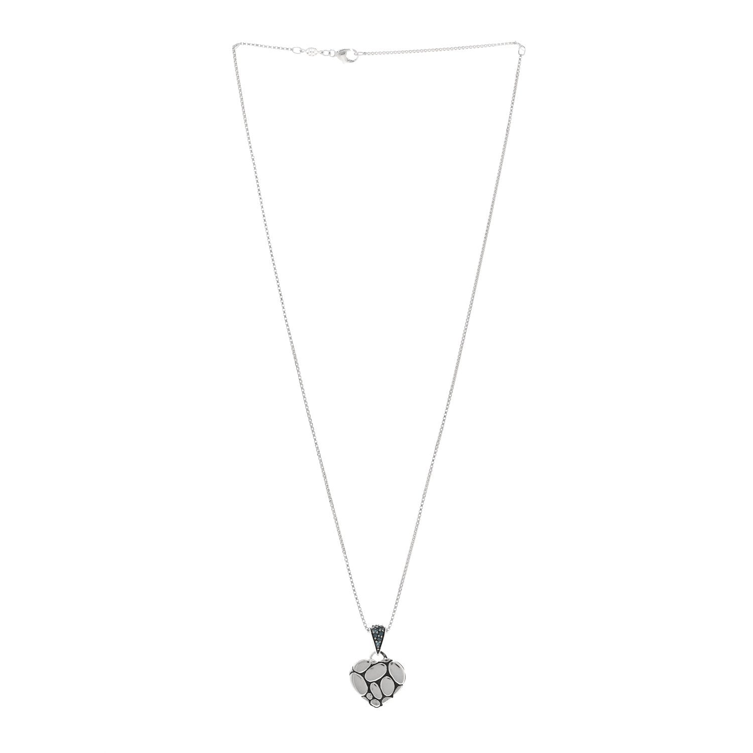 John Hardy Sterling Silver Blue Topaz Kali Lava Heart Pendant Necklace 3 of 5
