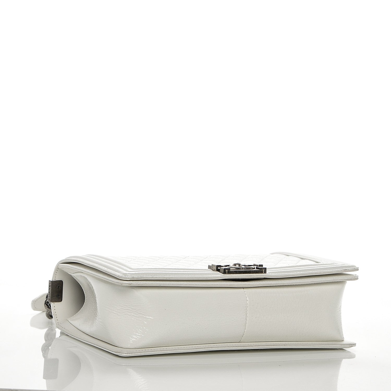 Chanel Patent Goatskin Quilted New Medium Boy Flap White 4 of 7