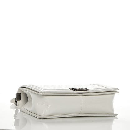 Chanel Patent Goatskin Quilted New Medium Boy Flap White 4 of 7
