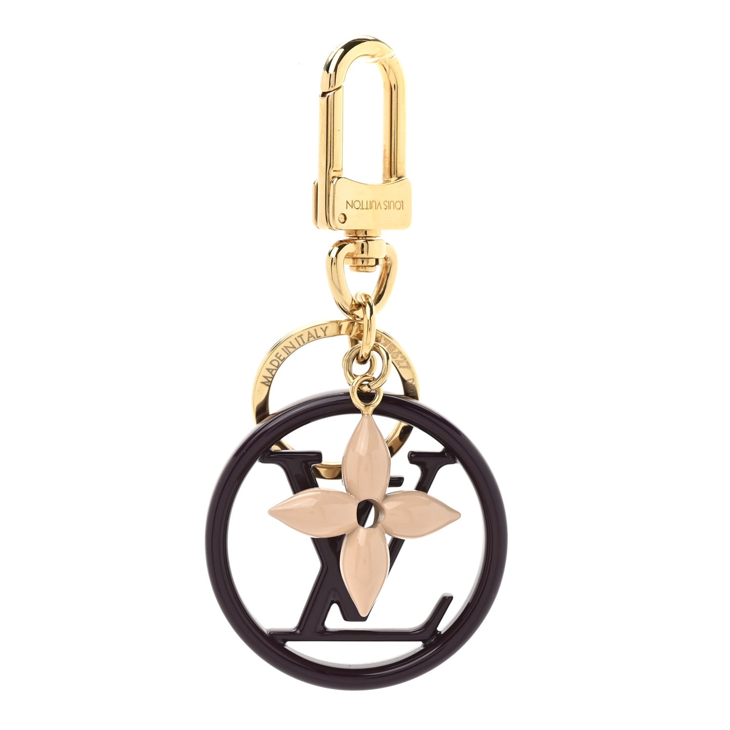 LV Circle Bag Charm Key Holder Purple Gold