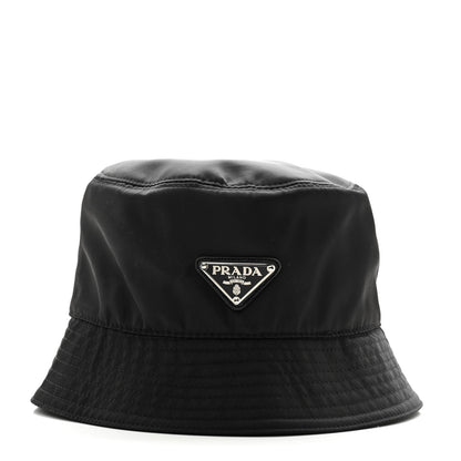 Prada Nylon Metal Triangle Logo Womens Bucket Hat M Black 3 of 10