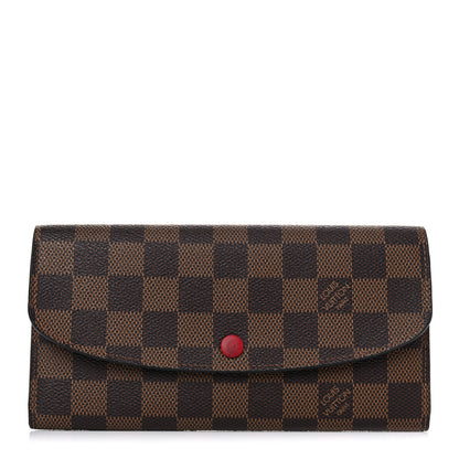 Louis Vuitton Damier Ebene Emilie Wallet Red 1 of 8