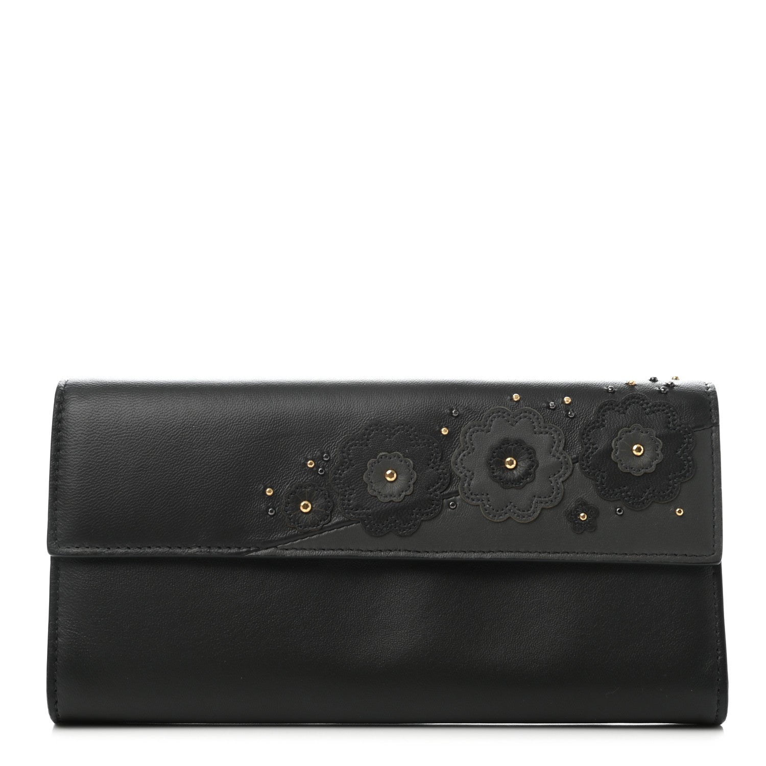 Bottega Veneta Nappa Flowers Continental Flap Wallet Grey 1 of 7