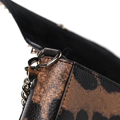 Christian Louboutin Calfskin Empire Leopard Spiked Zoompouch Crossbody Brown Gold 13 of 14