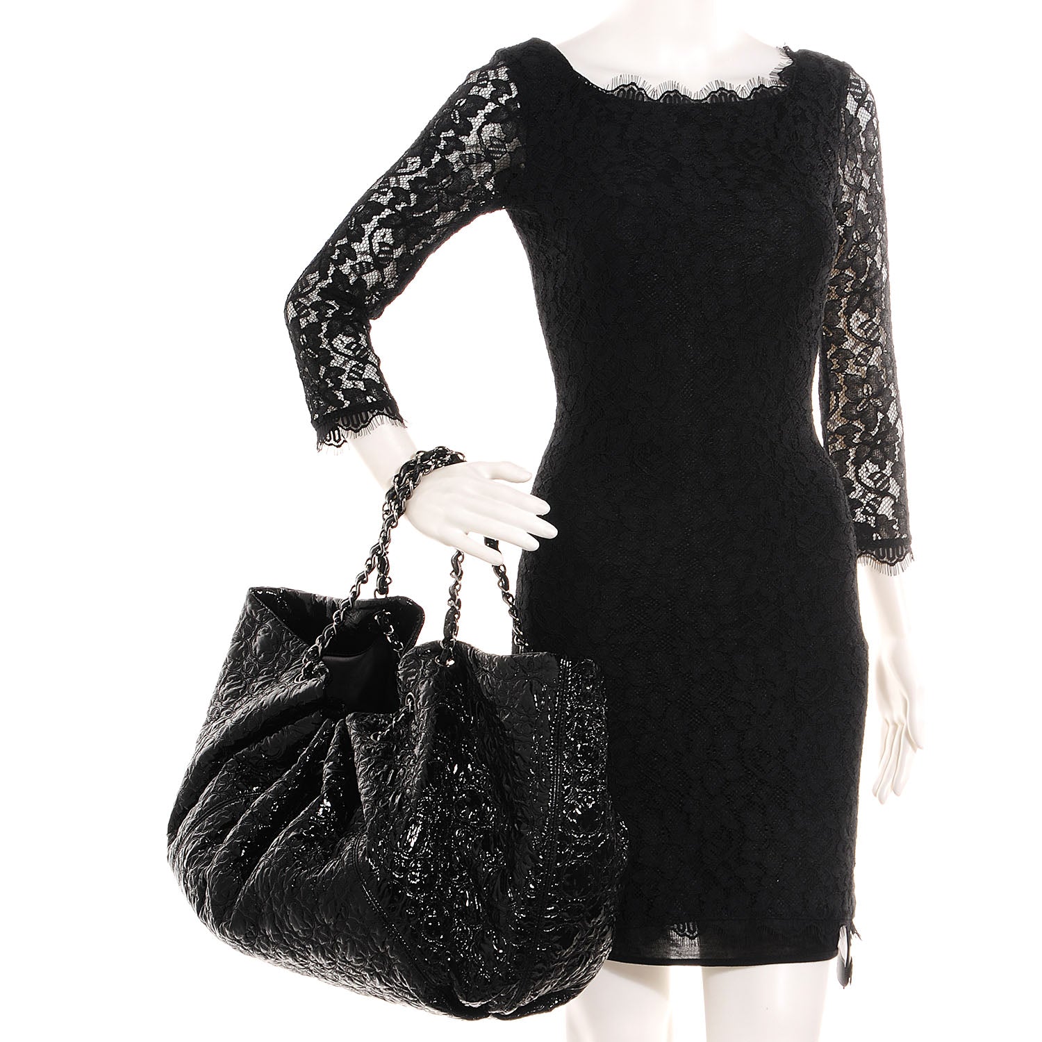 Chanel Vinyl Graphic Edge Tote Black 2 of 7