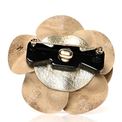 Chanel Metallic Lambskin Camellia Brooch Gold 3 of 4