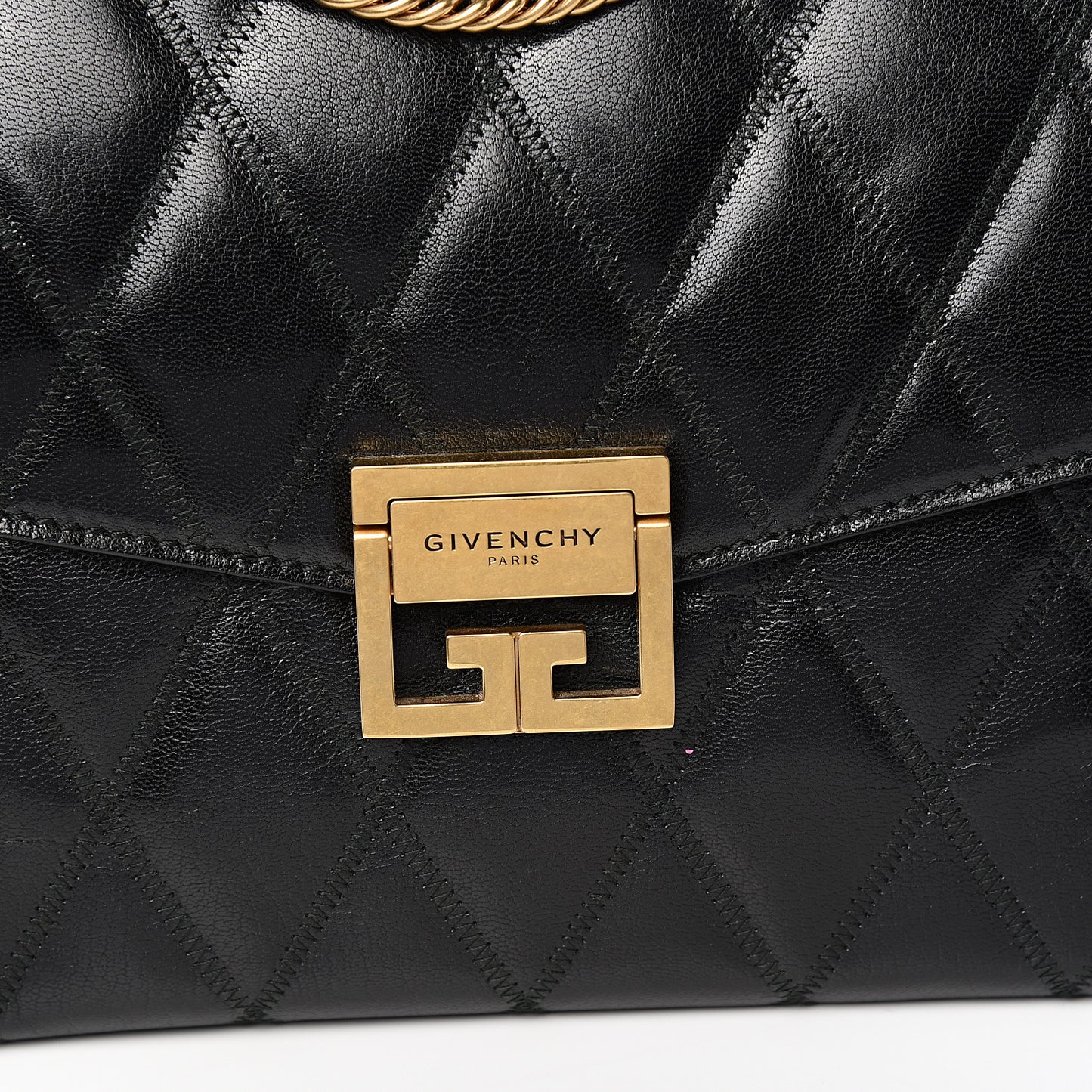 Goatskin Quilted Medium GV3 Shoulder Bag Black