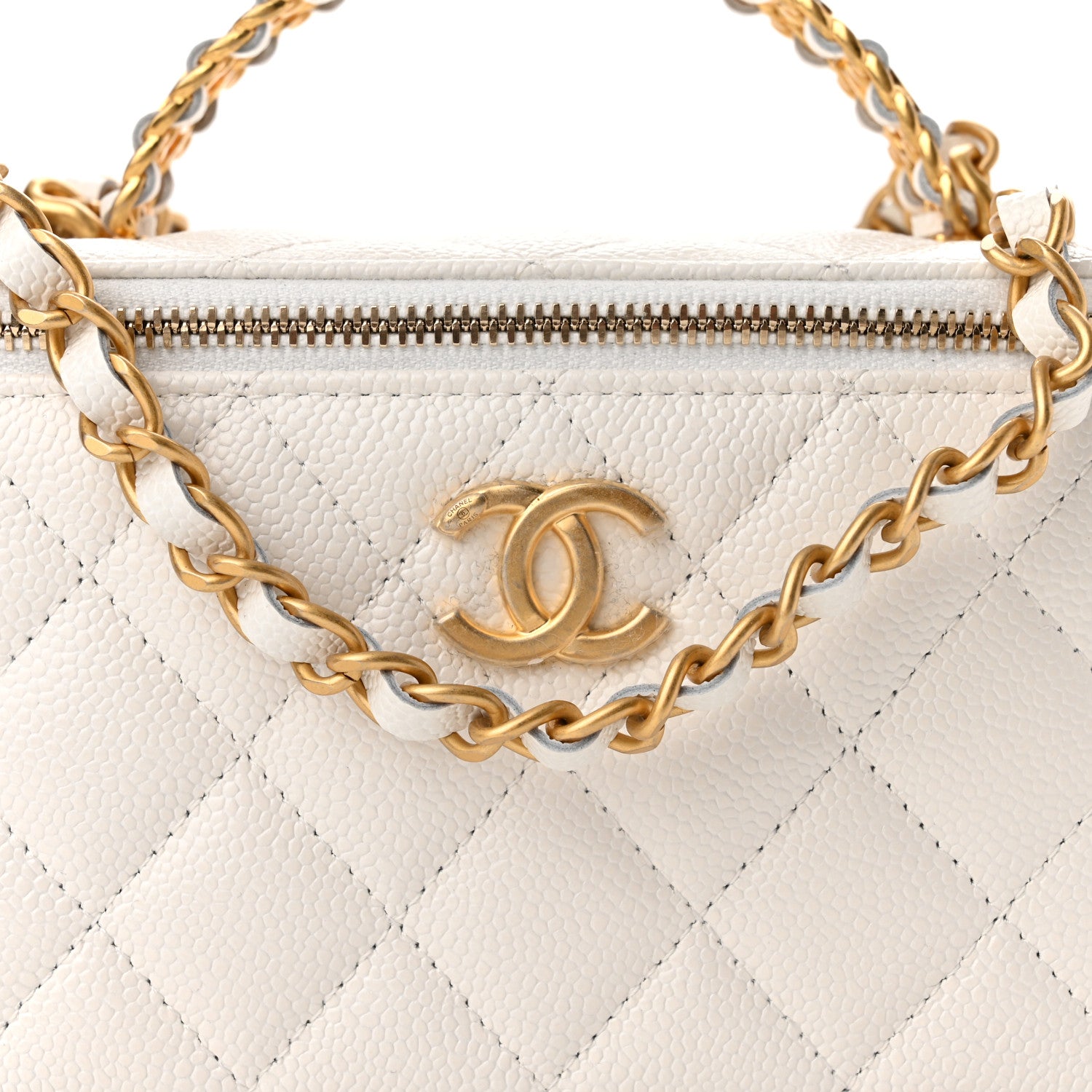 Chanel Shiny Caviar Quilted Pick Me Up Vanity Case White 8 of 11