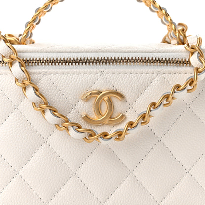 Chanel Shiny Caviar Quilted Pick Me Up Vanity Case White 8 of 11