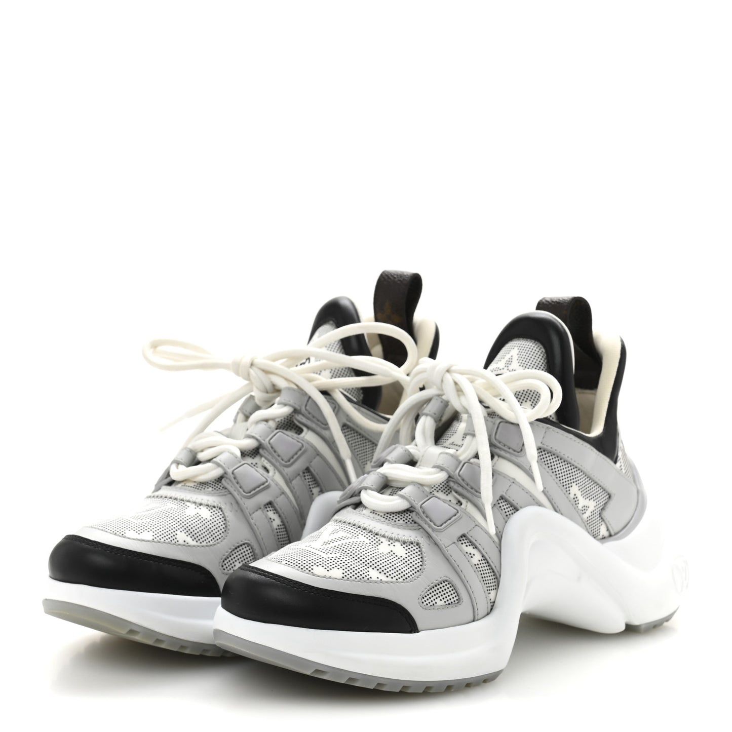 Calfskin Nylon Mahina Flight Mode LV Archlight Sneakers 36 Grey