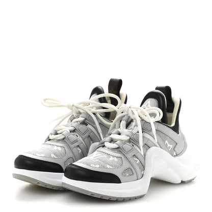 Louis Vuitton Calfskin Nylon Mahina Flight Mode LV Archlight Sneakers 36 Grey 4 of 10
