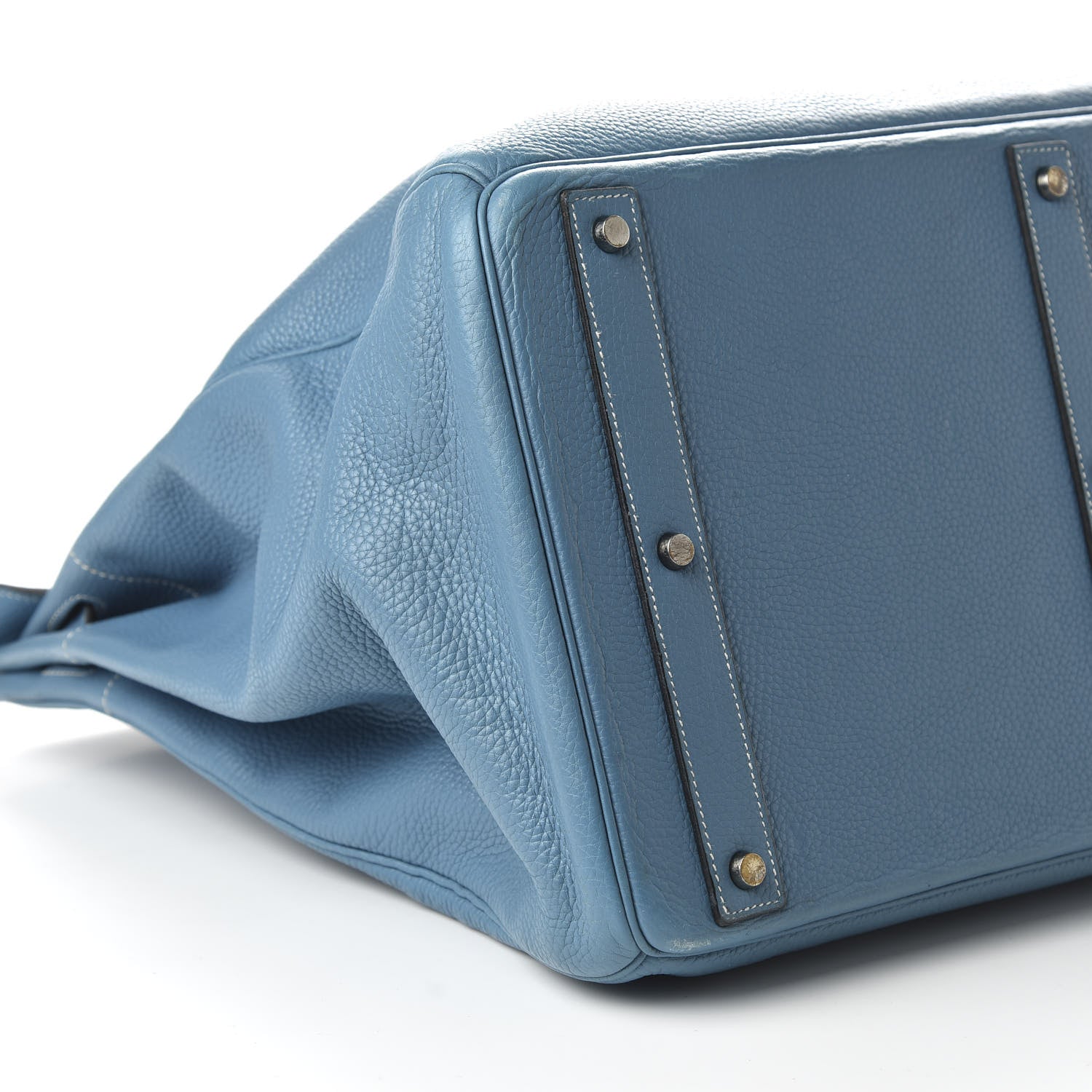 Hermes Taurillon Clemence HAC Travel Birkin 50 Blue Jean 6 of 12