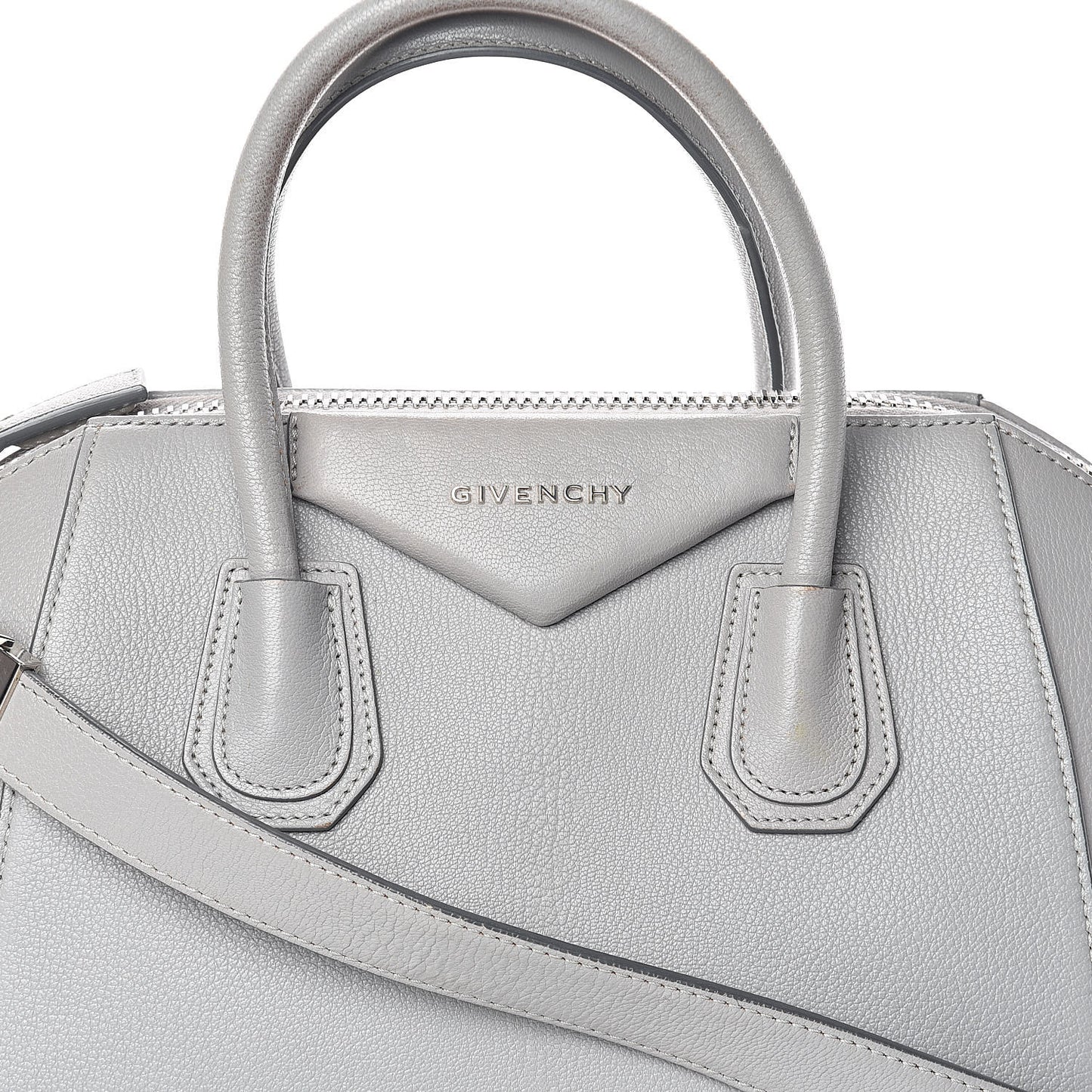 Sugar Goatskin Small Antigona Pearl Grey