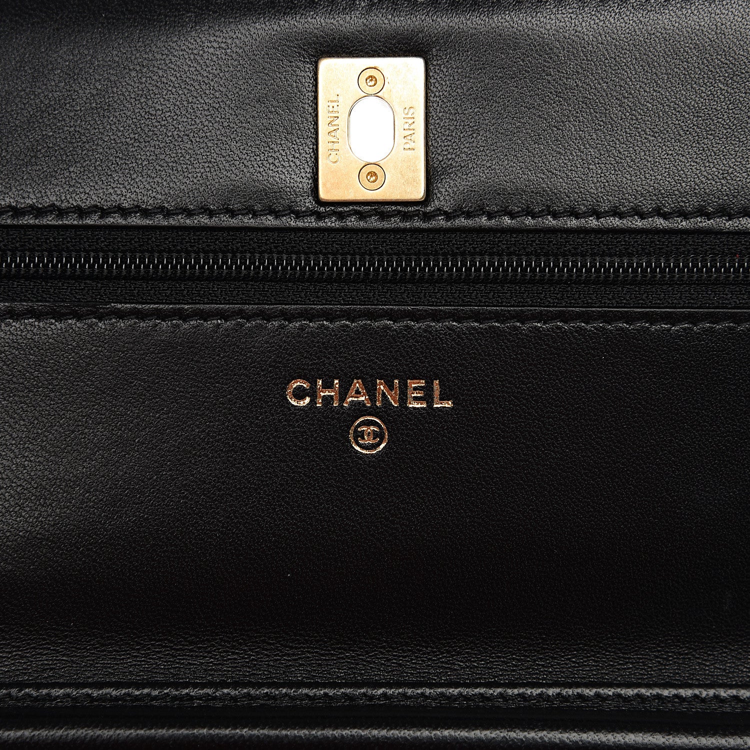 Chanel Lambskin Quilted CC Pearl Crush Wallet on Chain WOC Black 5 of 11