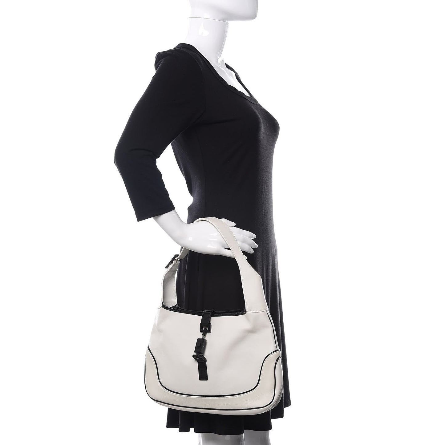 Calfskin Jackie O Hobo White Black