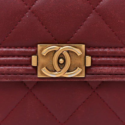 Chanel Lambskin Quilted Boy Flap Wallet Dark Red 9 of 16