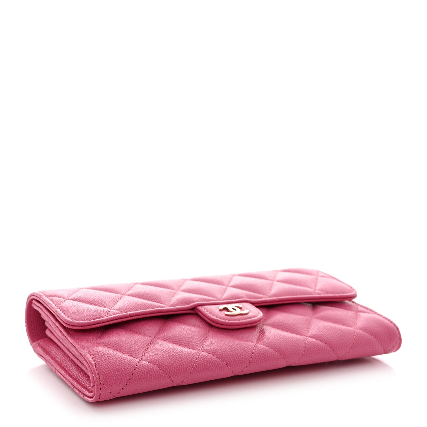 Chanel Caviar Quilted Large Gusset Flap Wallet Pink 4 of 9