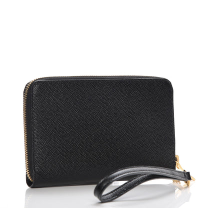 Saint Laurent Grain De Poudre Monogram Smartphone Zip Around Wristlet Wallet Black 3 of 8