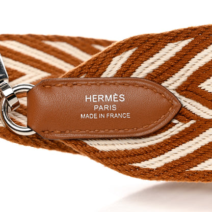 Hermes Toile Swift 50mm Sangle ZigZag Shoulder Strap Gold White 3 of 5