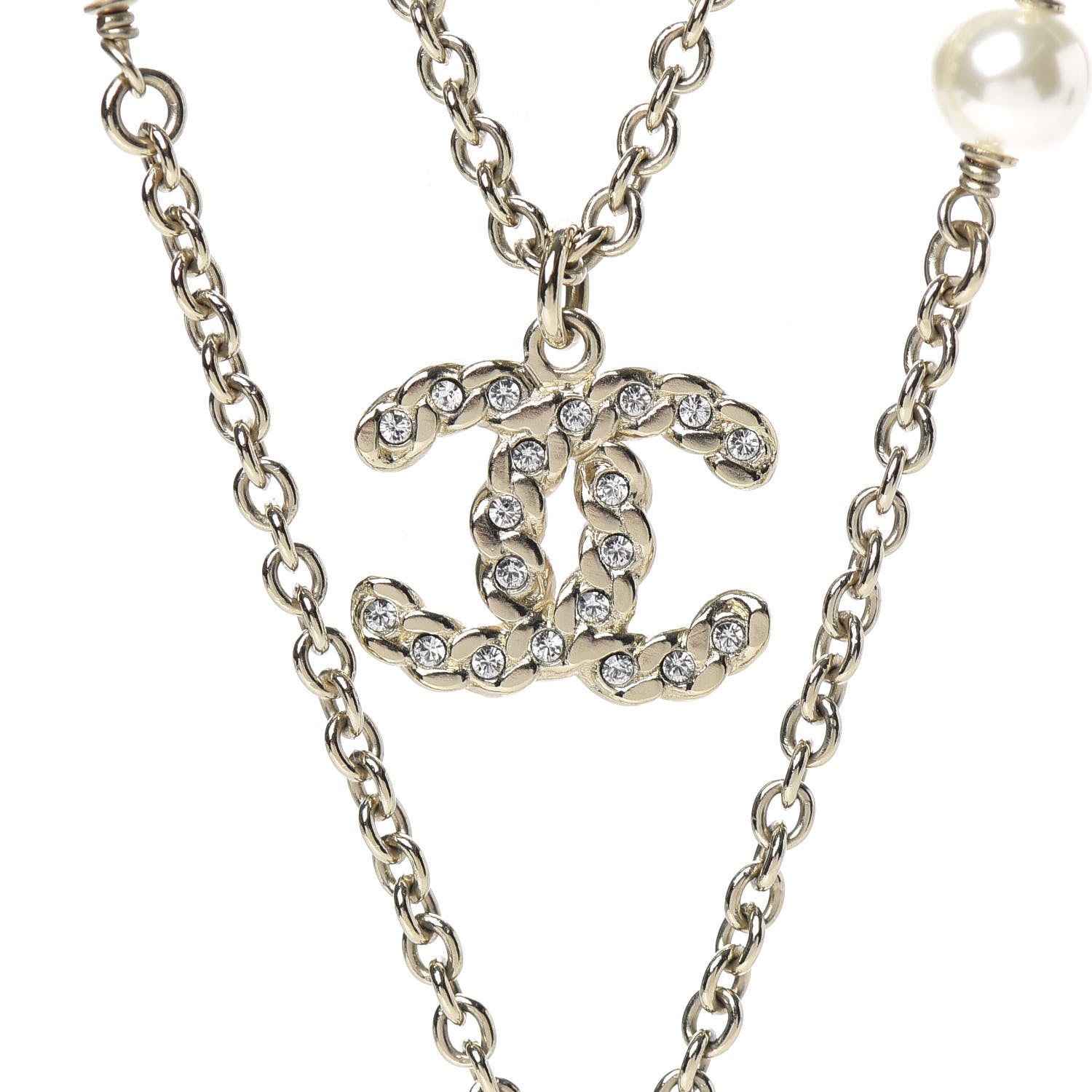 Chanel Crystal Pearl Pearls Coronation CC Layered Necklace Gold 4 of 6