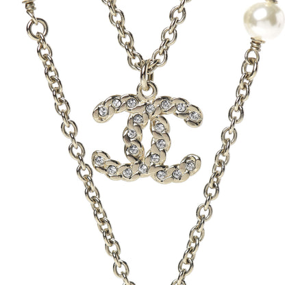 Chanel Crystal Pearl Pearls Coronation CC Layered Necklace Gold 4 of 6