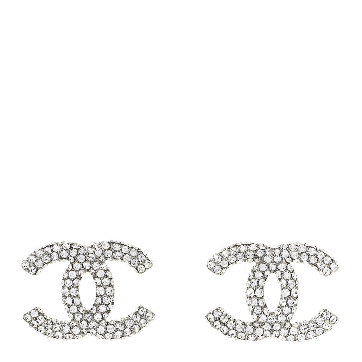 Chanel Crystal CC Treasure Chest Earrings Silver 1 of 4