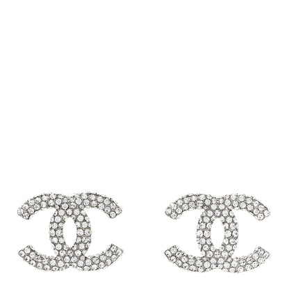 Chanel Crystal CC Treasure Chest Earrings Silver 1 of 4