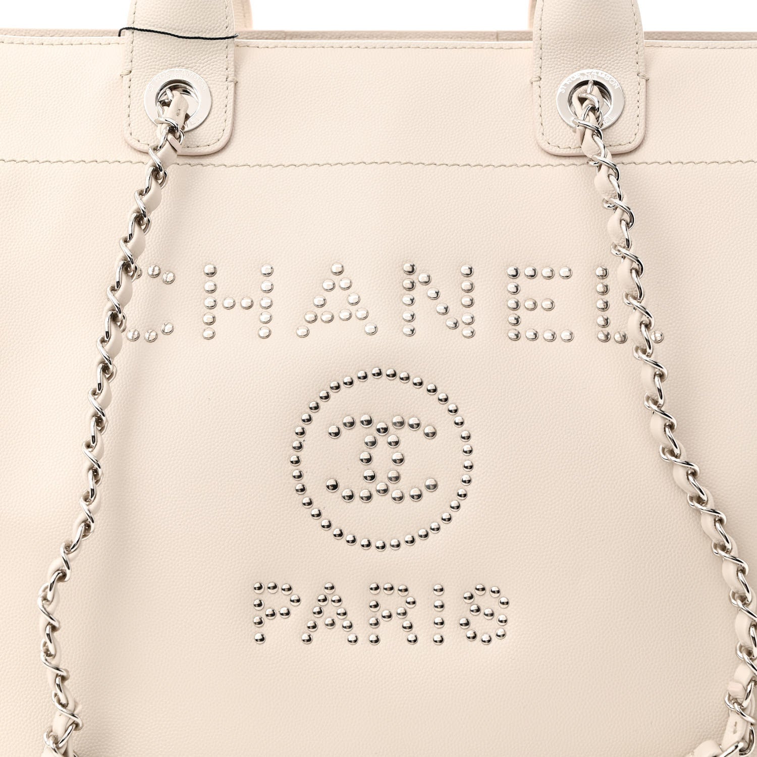 Chanel Caviar Medium Studded Deauville Tote Ivory 8 of 11