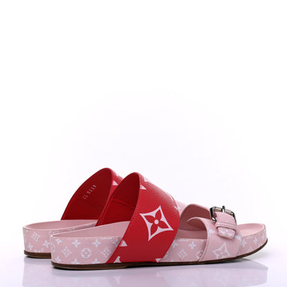 Louis Vuitton Monogram Giant Bom Dia Flat Mule Sandals 37.5 Rouge Rose 4 of 18
