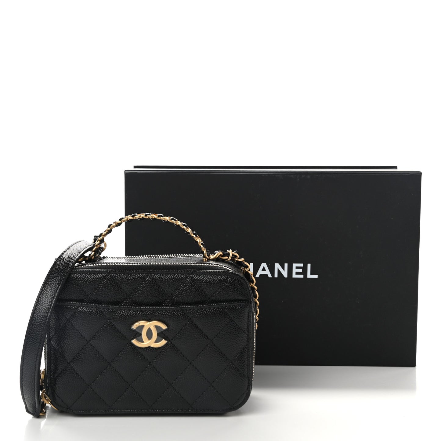 Caviar Quilted Mini Pick Me Up Vanity Case Black