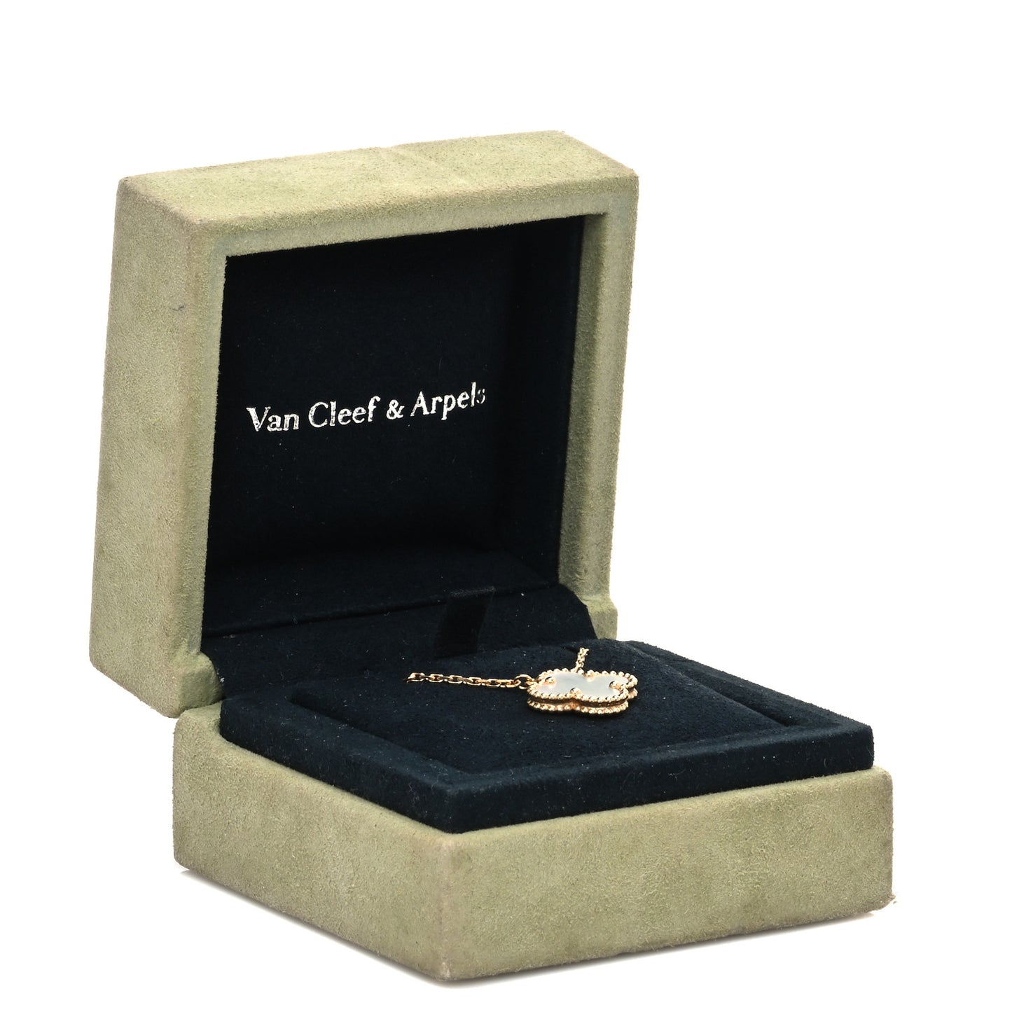 18K Yellow Gold Mother of Pearl Vintage Alhambra Pendant Necklace