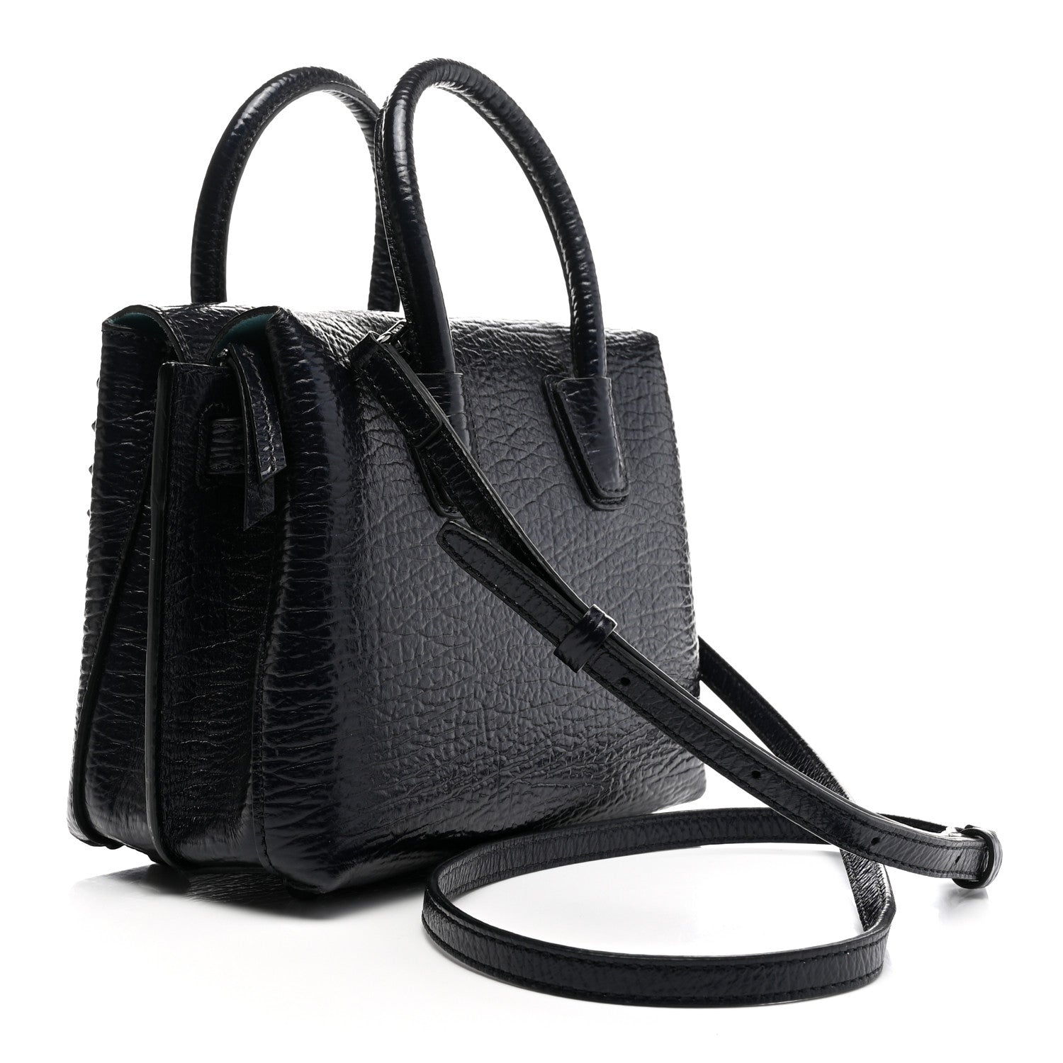 MCM Calfskin Studded Mini Milla Tote Blue 2 of 8