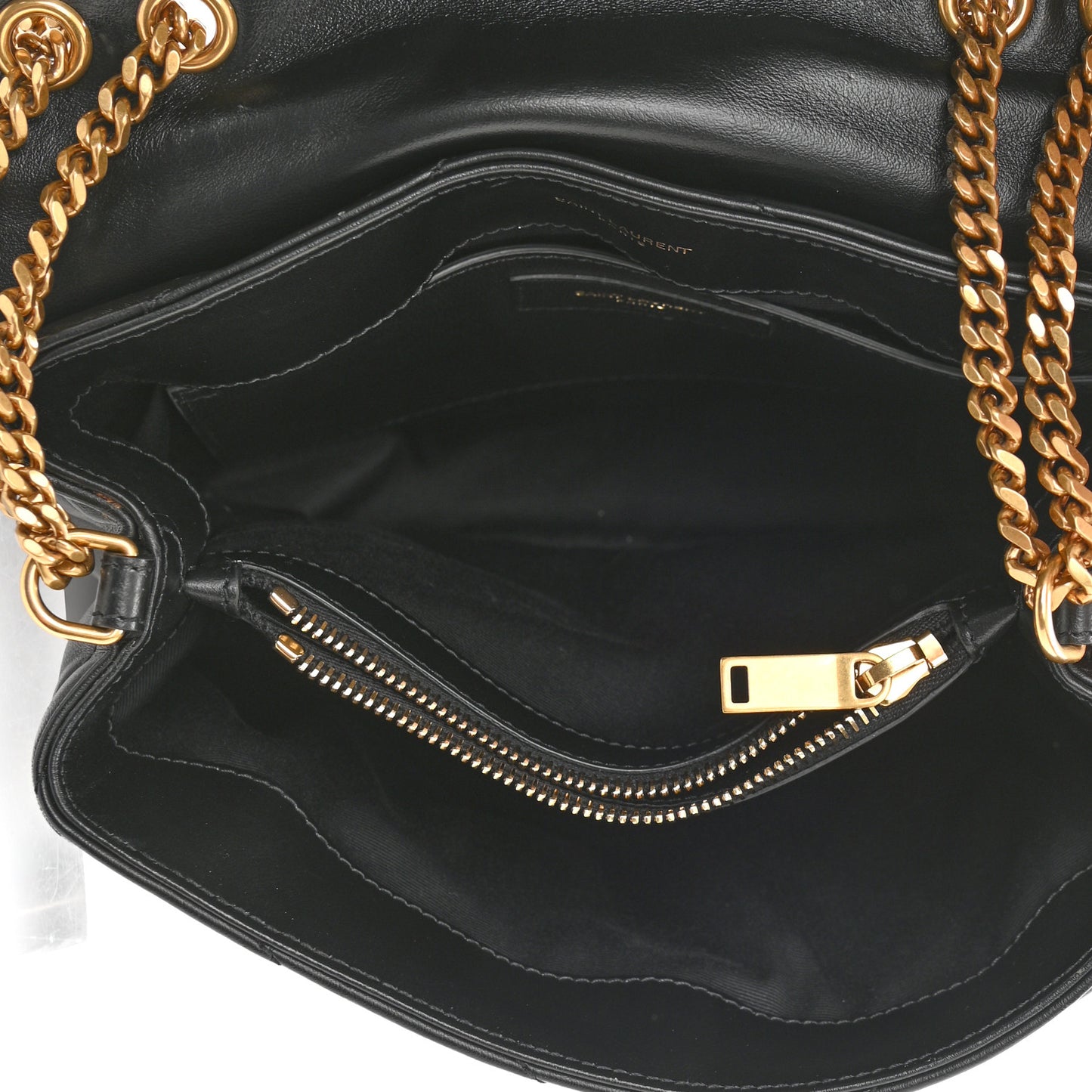 Calfskin Y Quilted Monogram Small Loulou Chain Satchel Black