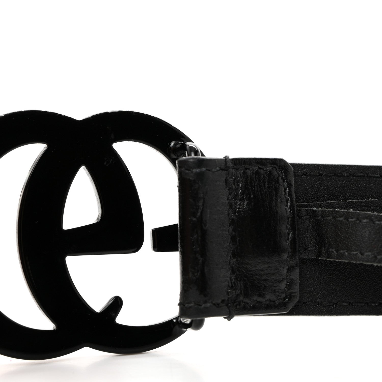 Gucci Azalea Calfskin Enamel Monochrome Double G 30mm Belt 85 34 Black 8 of 8