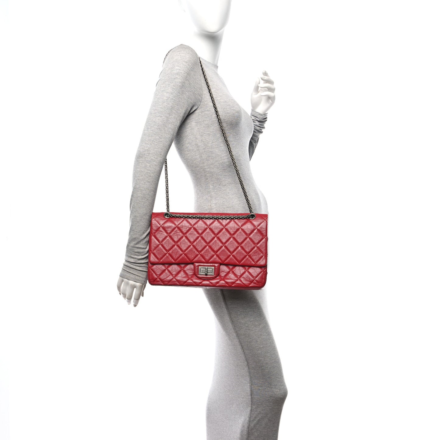 Aged Calfskin Quilted 2.55 Reissue 225 Flap Red