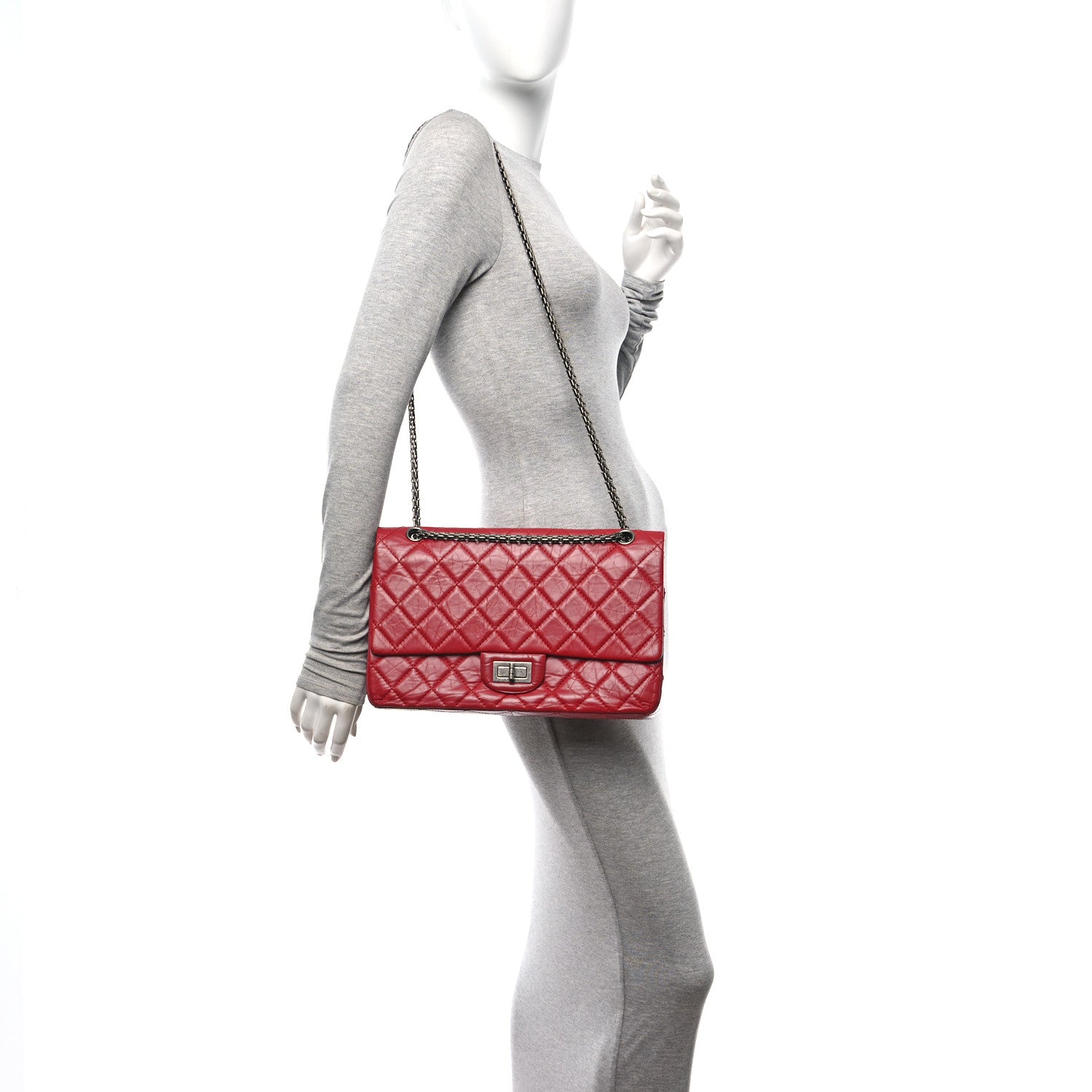 Chanel Aged Calfskin Quilted 2.55 Reissue 225 Flap Red 2 of 10