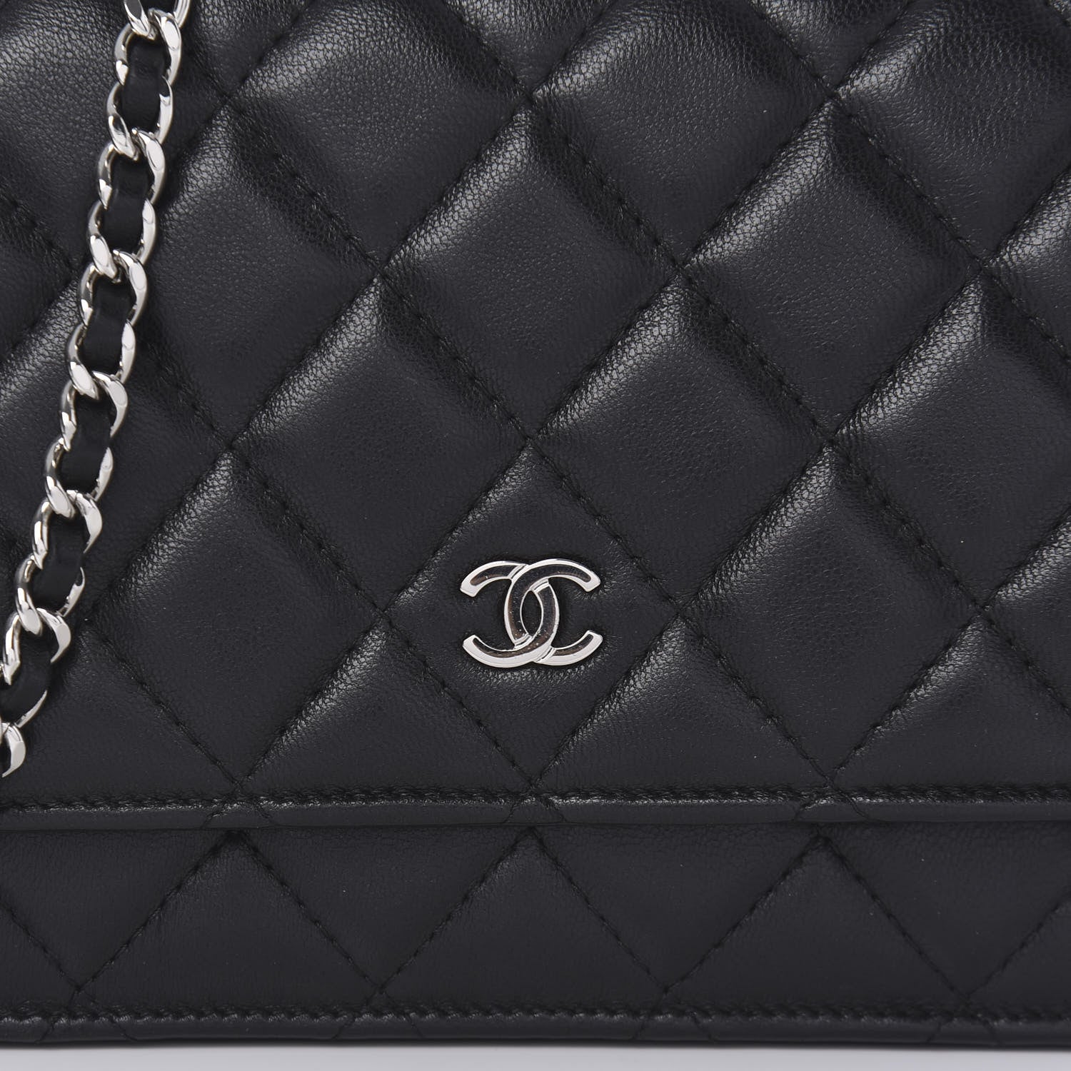 Chanel Lambskin Quilted Wallet On Chain WOC Black 10 of 11