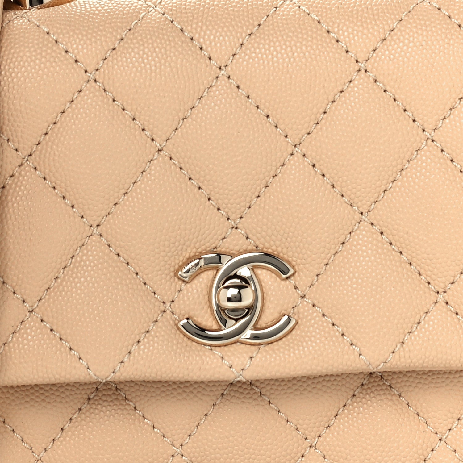 Chanel Caviar Lizard Embossed Quilted Extra Mini Coco Handle Flap Beige 9 of 11