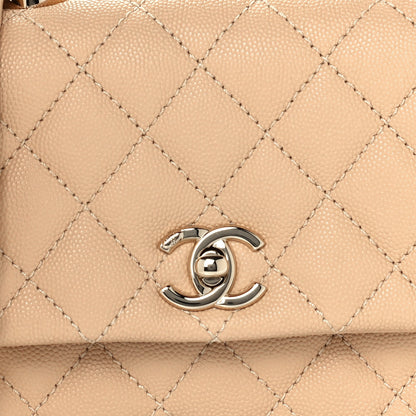 Chanel Caviar Lizard Embossed Quilted Extra Mini Coco Handle Flap Beige 9 of 11