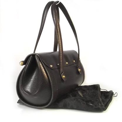 Gucci Leather Bamboo Bullet Satchel Brown 3 of 9