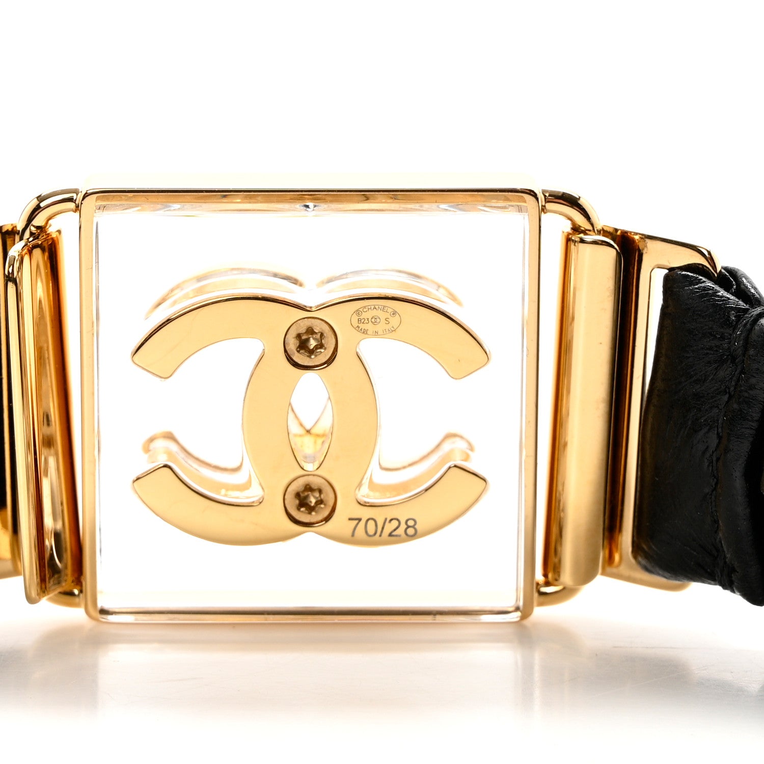 Chanel Lambskin Ruched Clear Resin CC Belt 70 28 Black 3 of 4