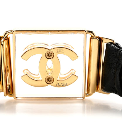 Chanel Lambskin Ruched Clear Resin CC Belt 70 28 Black 3 of 4