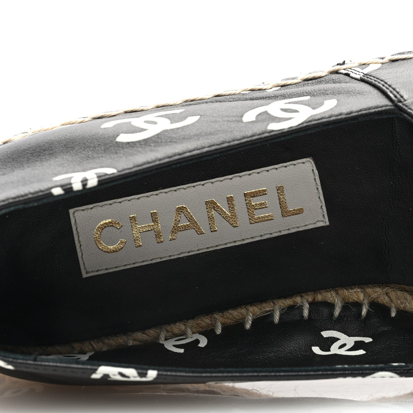 Lambskin Printed CC Espadrilles 38 Black White