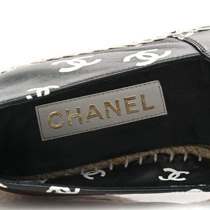 Chanel Lambskin Printed CC Espadrilles 38 Black White 8 of 9