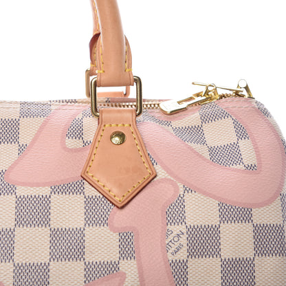 Louis Vuitton Damier Azur Tahitienne Speedy Bandouliere 30 Rose Ballerine 26 of 26